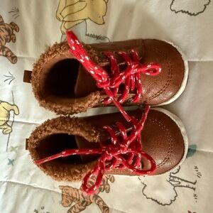 Old Navy Brown Kids Boots with Red Laces